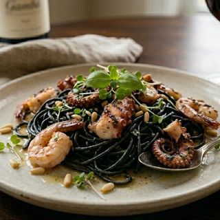 Linguine Nero ai Frutti di Mare