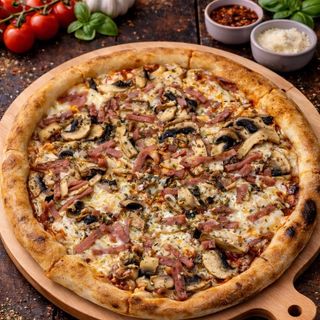 Pizza de Fiambre e Cogumelos