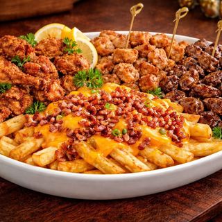 Batata com Cheddar Torresmo Frango A Passarinho