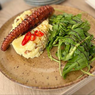 Caracatiță La Grātar Cu Piure De Cartofi