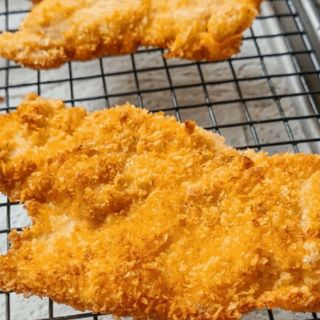 Golden chicken schnitzel