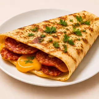 Clătită cu salam și cheddar