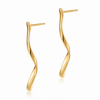 Boucles d’Oreilles Ligne Ondoyante Dorée OGN038