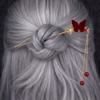 Zlatna ukosnica sa motivom dvostrukog leptira i visećim perlama