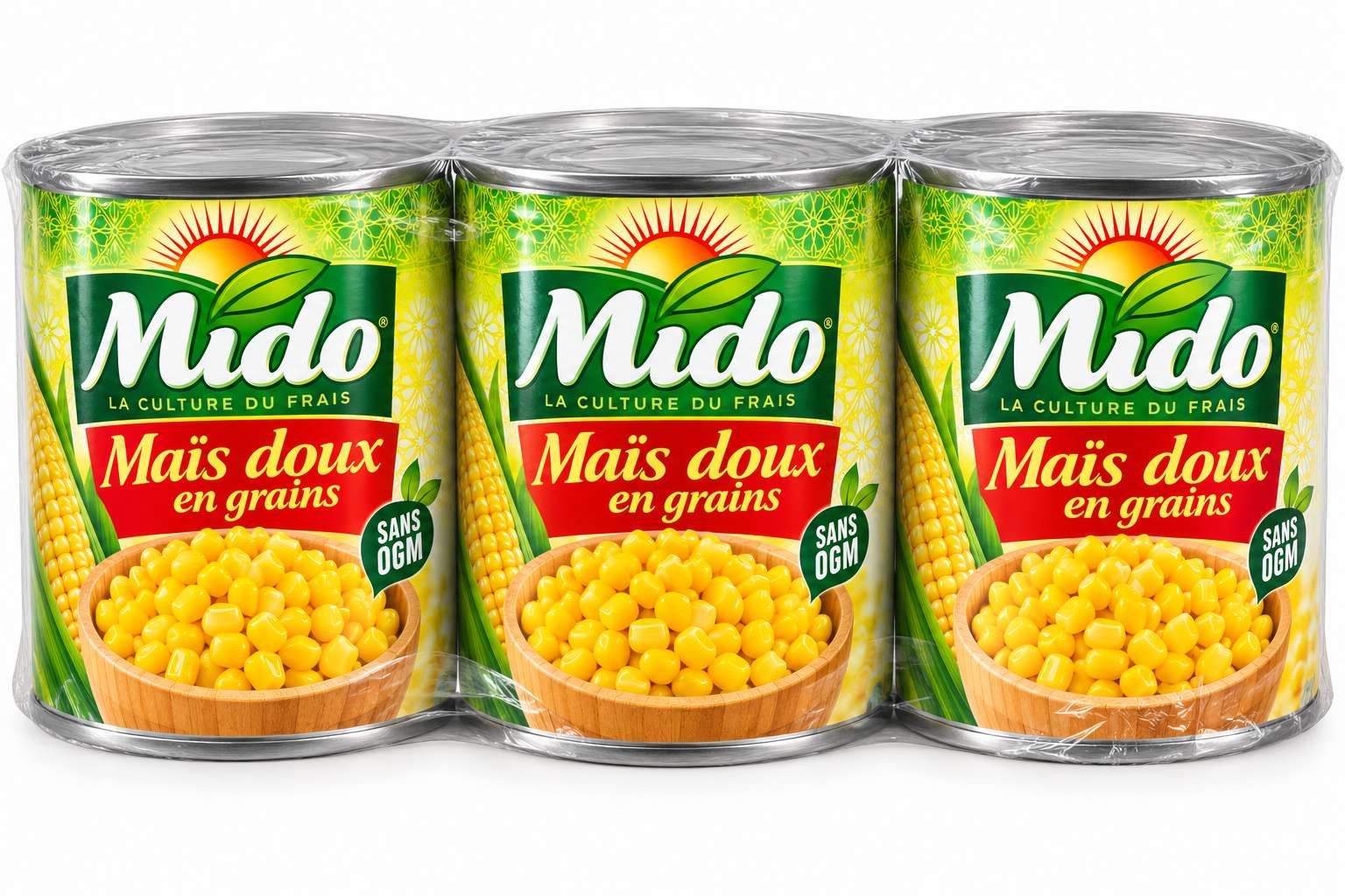Mido Maïs Doux en Grains Sans OGM – Pack de 3 Boîtes (3 x 140 g)
