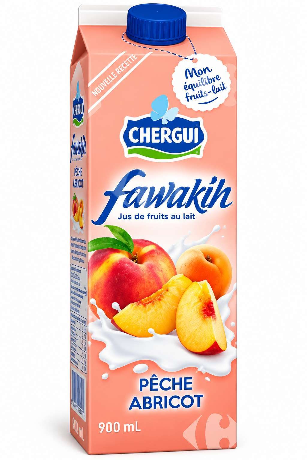 Chergui Fawakih Jus de Fruits au Lait Pasteurisé Pêche Abricot – 900 ml