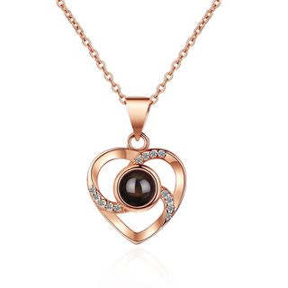 Collier concept avec projection « Je t’aime » en 100 langues Idée cadeau CGN178-3 Rose