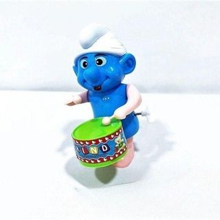 Jouet mécanique à remontoir “Blue Elves” tambourineur – Figurine bleue musicale pour enfants, modèle Smurfs, design amusant, sans pile, cadeau éducatif et interactif 15 cm