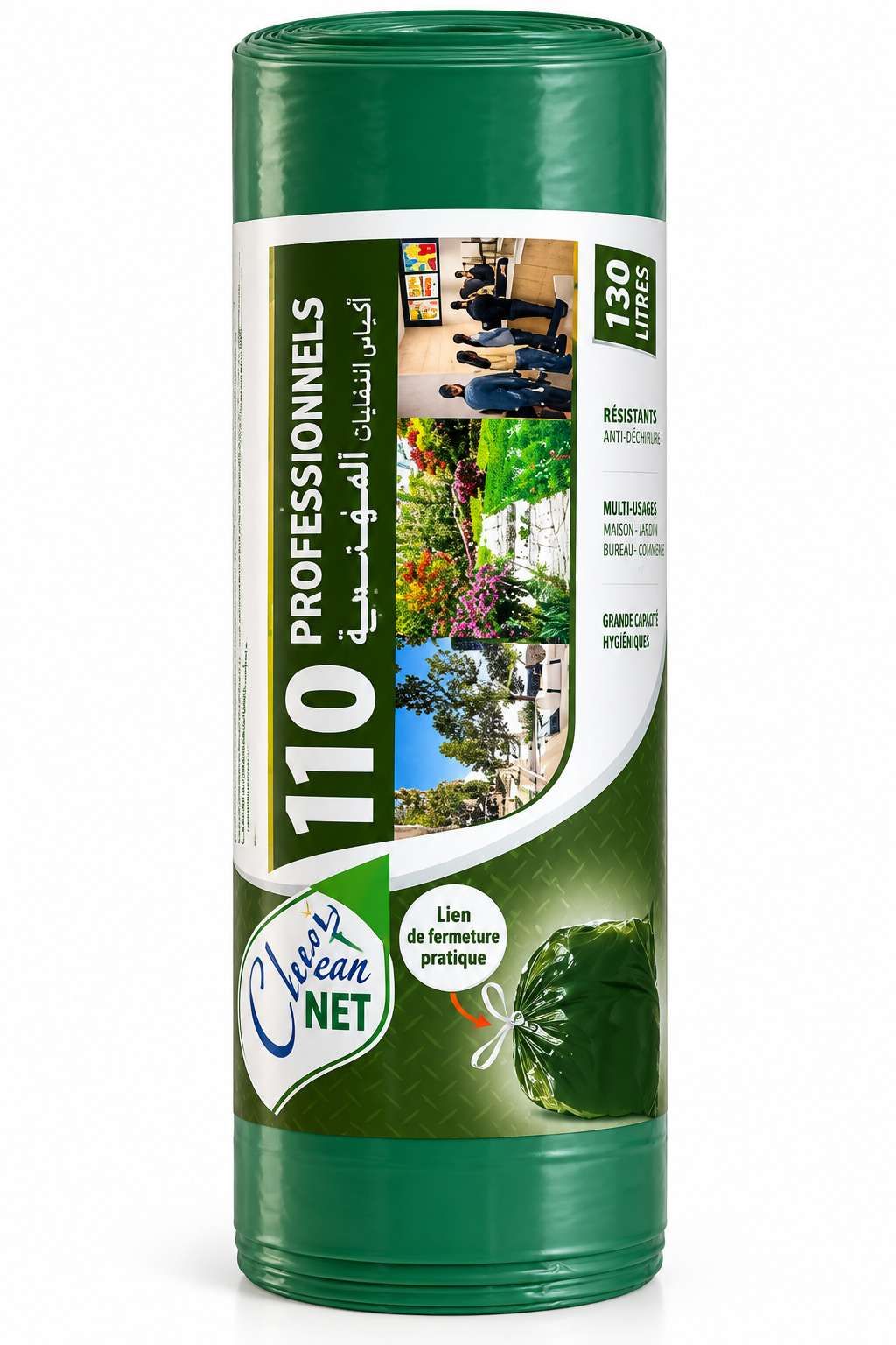 Chiki Net Sacs Poubelle Professionnels Lien Coulissant 130 L – 10 Sacs