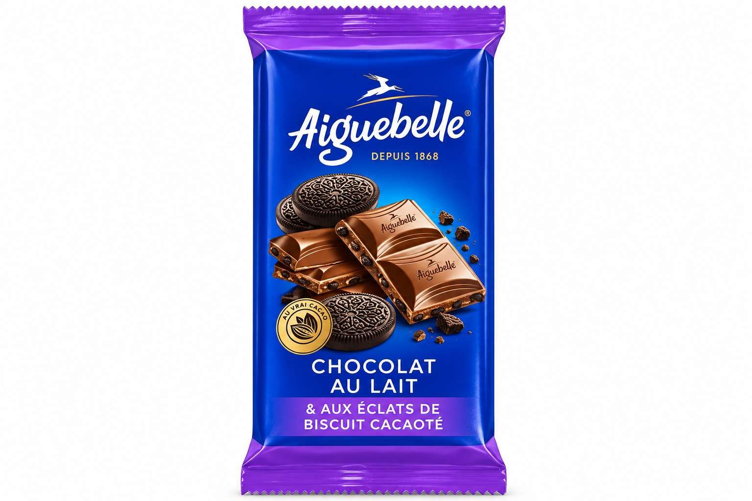 Aiguebelle Chocolat au Lait aux Éclats de Biscuit Cacaoté – 70 g