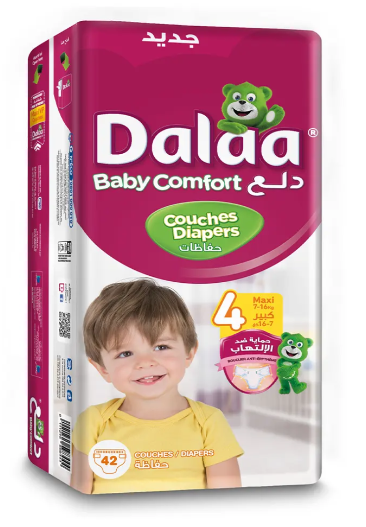 Dalaa Baby Comfort Couches Taille 4 Maxi (7-16 kg) – 76 Couches