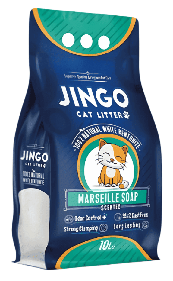 Jingo Litière pour Chat Bentonite Parfum Savon de Marseille – 5 L