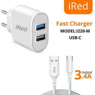 chargeur micro 3.4A output 2 port usb to usb-c