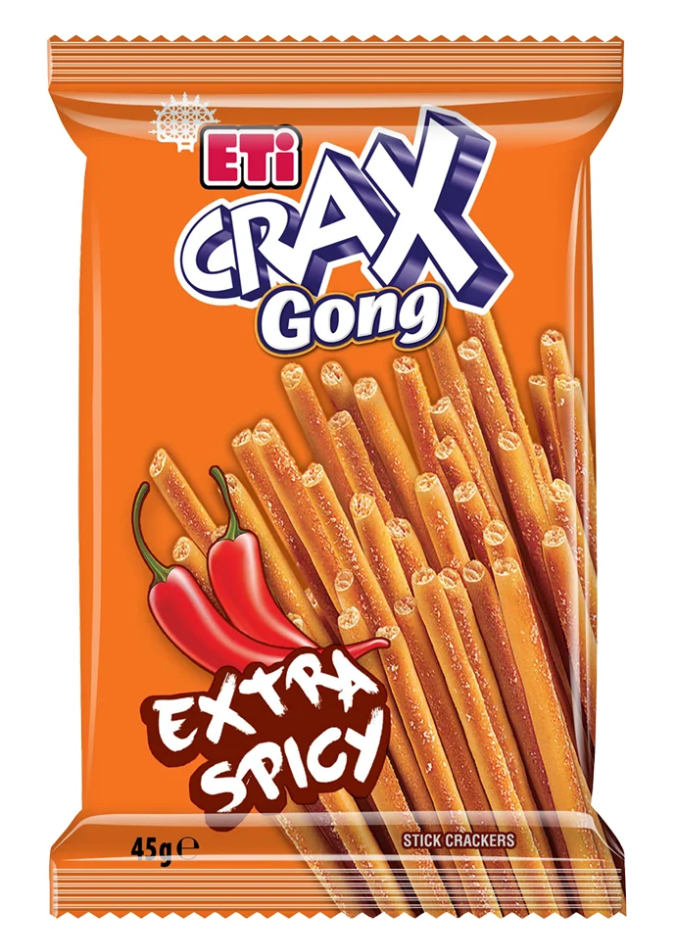 Eti Crax Gong Extra Spicy Bâtonnets Épicés – 45 g