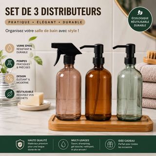 Set de 3 Distributeurs Premium pour Salle de Bain