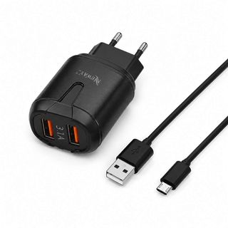 Chargeur rapide USB et câble micro USB Newway, noir