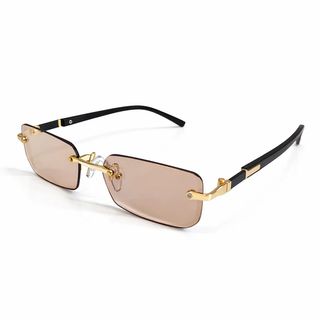 Lunettes de soleil rectangulaires fines noir et or