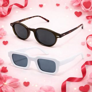 Pack Duo Lunettes Rondes Marron & Blanc Tendance pour la Saint-Valentin – Idée Cadeaux Chic