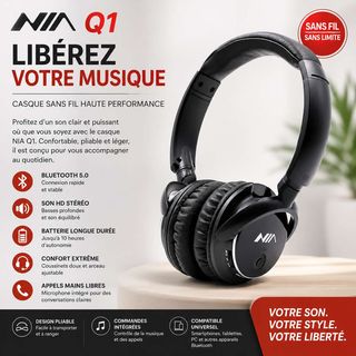 Casque NIA Q1 – Bluetooth Sans Fil Haute Performance