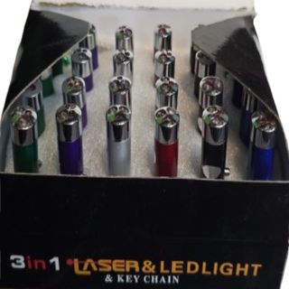 3-in-1 Laser Pointer with LED Flashlight & Keychain – Compact Multifunction Gadget 1pz