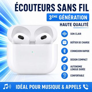 Écouteurs sans fil 3ème génération – Boîtier de charge inclus