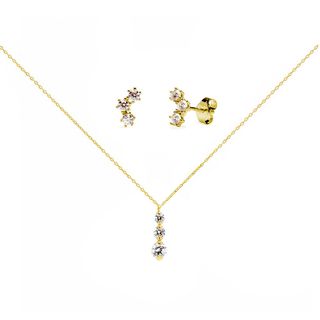 Conjunto Tini Cadena con Colgante y Pendientes en Oro Amarillo 9 Kilates