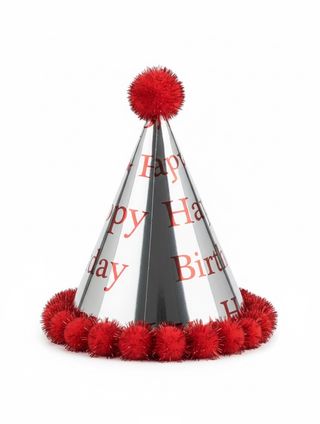 Chapeau d’Anniversaire Scintillant "Happy Birthday" – Édition Deluxe avec Pompons