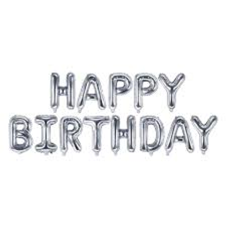Ballons Happy Birthday 18cms GRIS