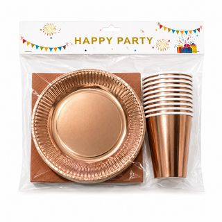 Kit Anniversaire & Fête Or Rose – Assiettes, Gobelets & Serviettes (Pack Complet)