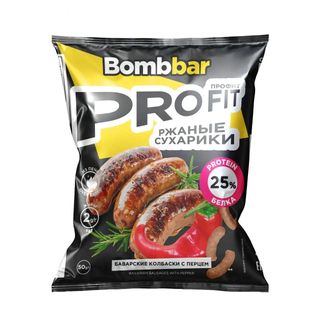 BOMBBAR პროტეინის ჩხირები, ბავარიული სოსისი წიწაკით 50გრ
