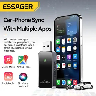 Adaptateur CarPlay Sans Fil Essager – Convertisseur USB Plug & Play pour iPhone, Connexion Filaire vers Sans Fil