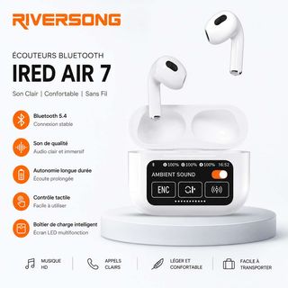 Écouteurs Bluetooth Riversong iRed Air 7 – Boîtier avec écran LED