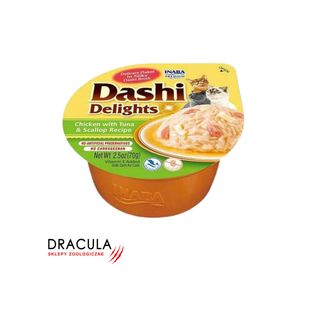 INABA Dashi Delights Kurczak z tuńczykiem i przegrzebkami w bulionie 70 g