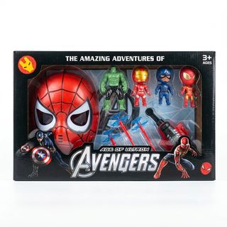 Pack Super-Héros Avengers avec Masque Spider-Man & 4 Figurines