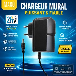 Adaptateur secteur MAXQ MX-C01 12 V 2 A