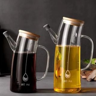 Lot de 2 Distributeurs d’huile 1000 ml/750 ml en verre
