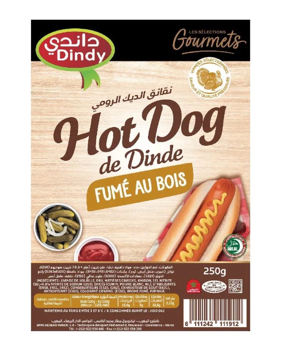 Dindy Hot Dog de Dinde Fumé au Bois – 250 g