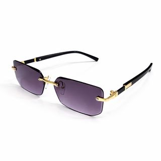 Lunettes de soleil rectangulaires fines noir et or avec teinte dégradée