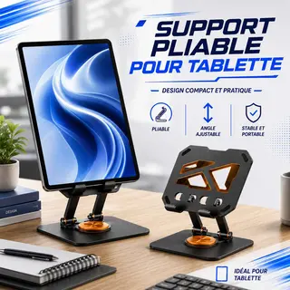 Support pliable réglable pour tablette – Stable et portable
