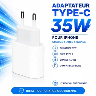 Adaptateur Type-C 35W – Charge rapide pour iPhone