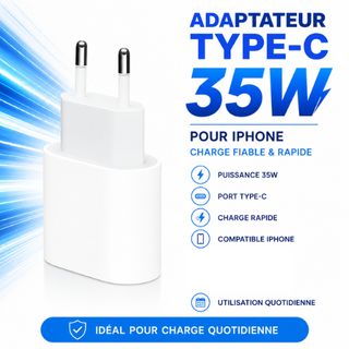 Adaptateur Type-C 35W – Charge rapide pour iPhone