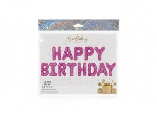 Kit Ballons "Happy Birthday" Rose à Pois (13 Pcs) – Décoration Pétillante et Festive pour Anniversaire