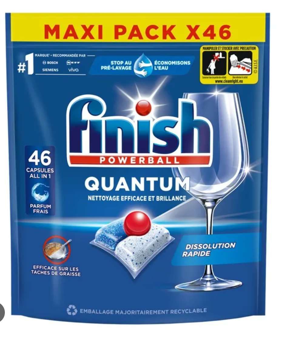 Finish Powerball Quantum Capsules Lave-Vaisselle Tout en 1 – 46 Capsules