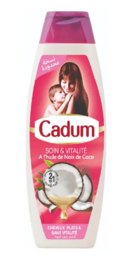Cadum Shampooing 2en1 Soin & Vitalité à l'Huile de Noix de Coco – 620 ml