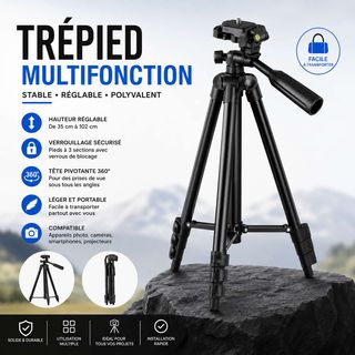 Trépied Multifonction Réglable – Stabilité et Précision