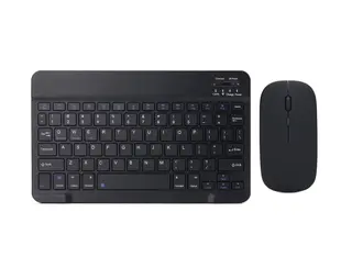 Mini Clavier et Souris Sans Fil Bluetooth Rechargeable Ultra Slim Noir