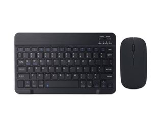 Mini Clavier et Souris Sans Fil Bluetooth Rechargeable Ultra Slim Noir