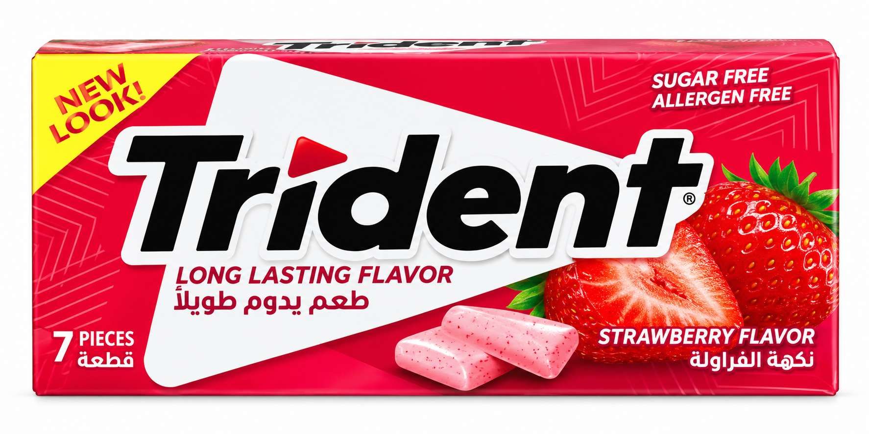 Trident Chewing-Gum Fraise Sans Sucre – 7 Pièces