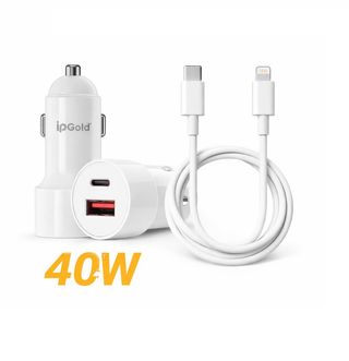 Chargeur Voiture Rapide 40W Double Port USB-A+USB-C avec Câble USB-C vers Lightning