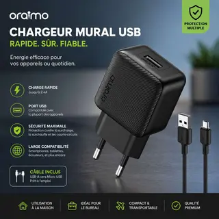 Oraimo Chargeur USB – Une charge rapide, sûre et efficace